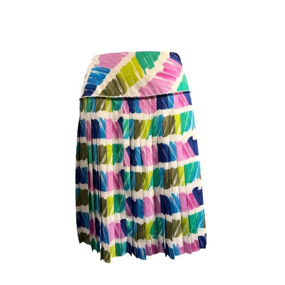 Lord & Taylor 424 Fifth Abstract Pleated Skirt Size 6 Bright Pastel Sketchbook - Picture 3 of 8